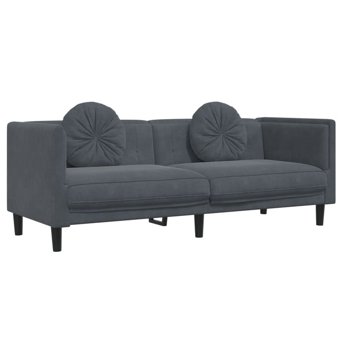 Set canapea cu perne, 2 piese, gri închis, catifea - WALTI WALTI