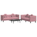 Set canapea cu perne, 2 piese, roz, catifea - WALTI WALTI