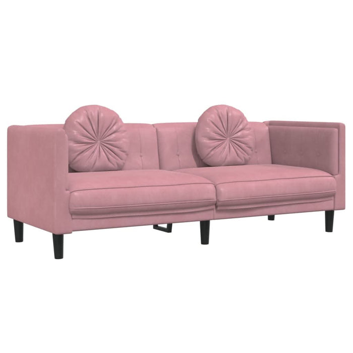 Set canapea cu perne, 2 piese, roz, catifea - WALTI WALTI