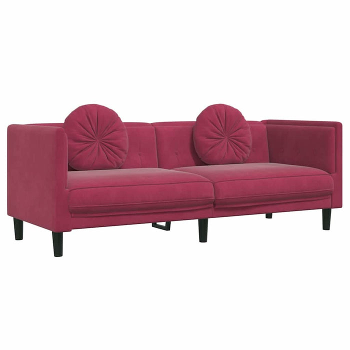 Set canapele cu perne, 2 piese, roșu vin, catifea - WALTI WALTI