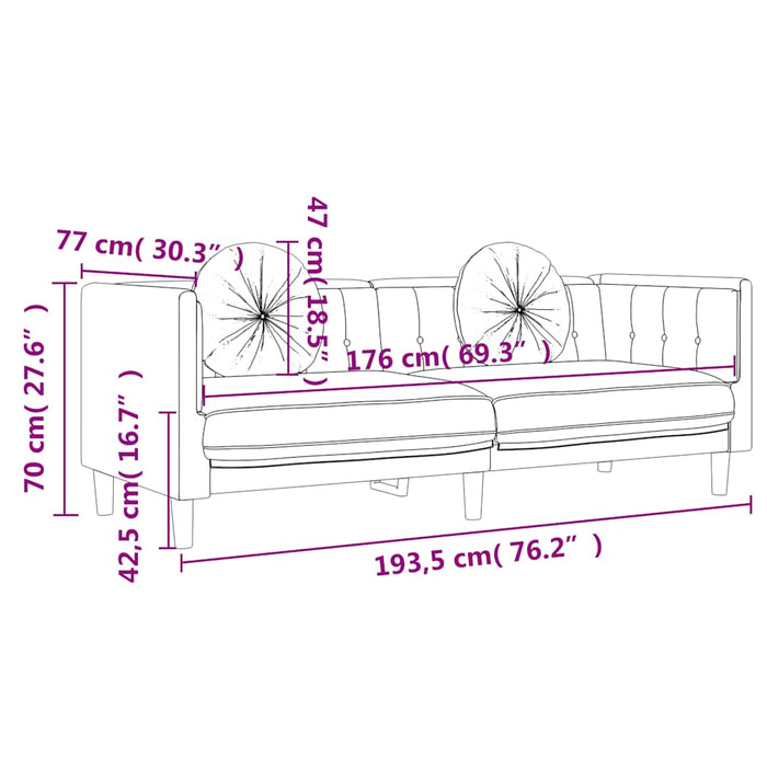 Set de canapele cu perne, 2 piese, galben, catifea WALTI