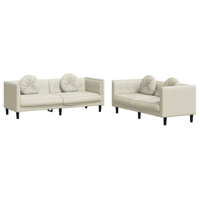 Set de canapele cu perne, 2 piese, crem, catifea - WALTI WALTI