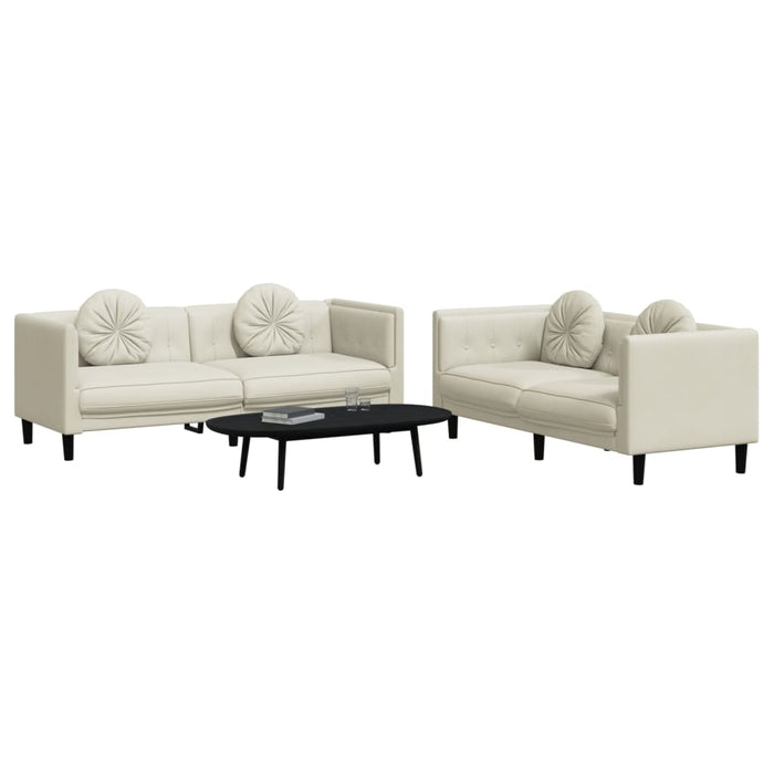 Set de canapele cu perne, 2 piese, crem, catifea - WALTI WALTI