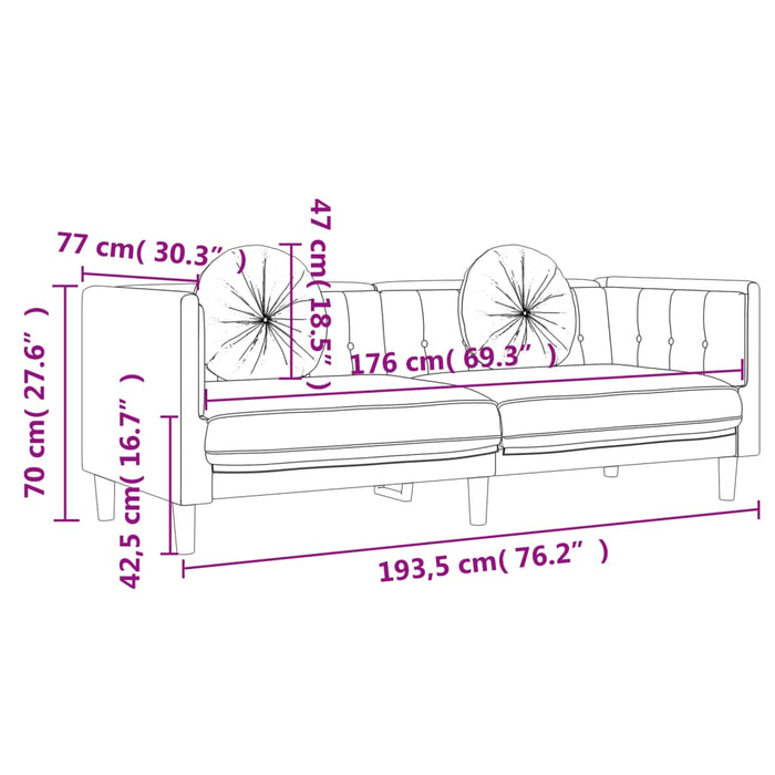 Set de canapele cu perne, 2 piese, crem, catifea - WALTI WALTI