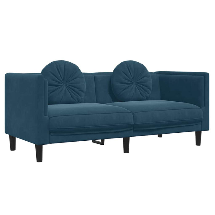Set de canapele cu perne, 2 piese, albastru, catifea WALTI