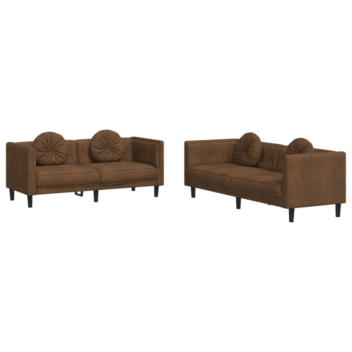 Set de canapele cu perne, 2 piese, maro, catifea - WALTI WALTI