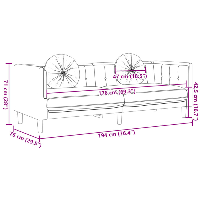 Set de canapele cu perne, 2 piese, maro, catifea - WALTI WALTI