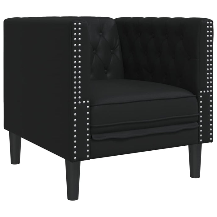 Set canapele Chesterfield cu 3 locuri, negru, piele eco. - WALTI WALTI