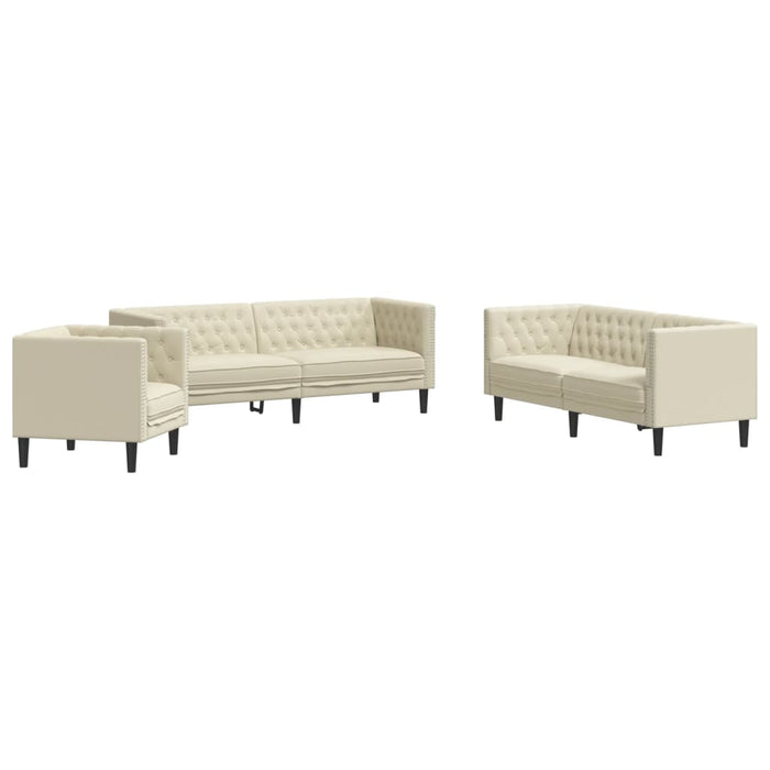 Set canapele Chesterfield cu 3 locuri, crem, piele eco. - WALTI WALTI