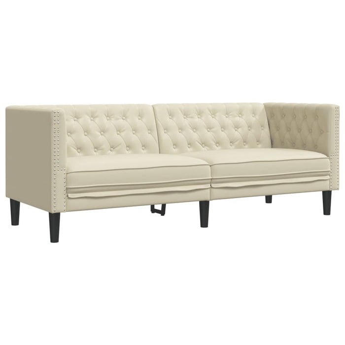 Set canapele Chesterfield cu 3 locuri, crem, piele eco. - WALTI WALTI