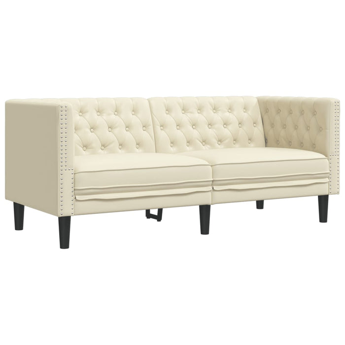 Set canapele Chesterfield cu 3 locuri, crem, piele eco. - WALTI WALTI