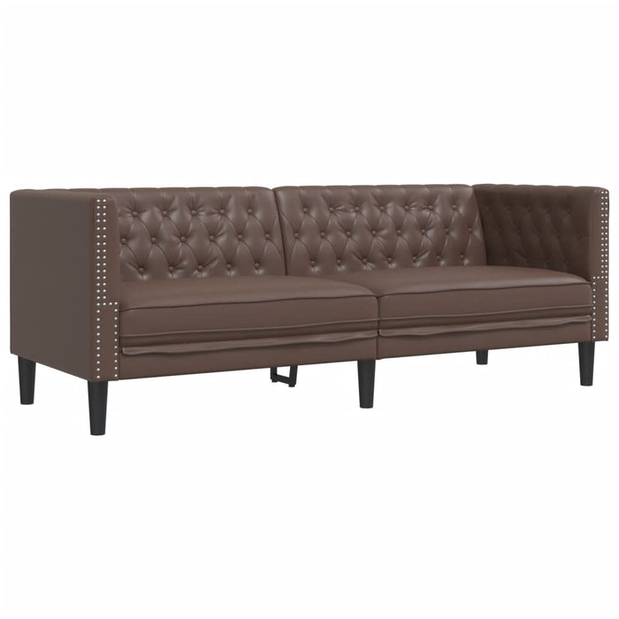 Set canapele Chesterfield cu 3 locuri, maro, piele eco. - WALTI WALTI