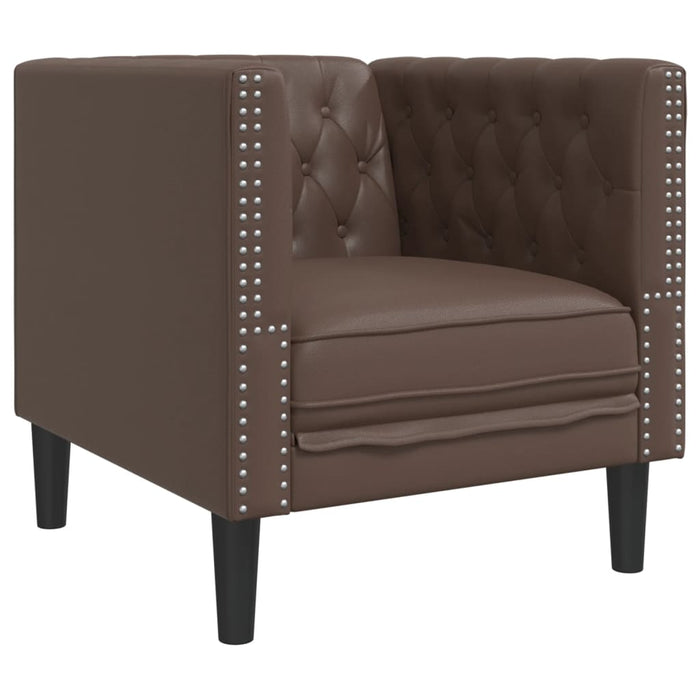 Set canapele Chesterfield cu 3 locuri, maro, piele eco. - WALTI WALTI