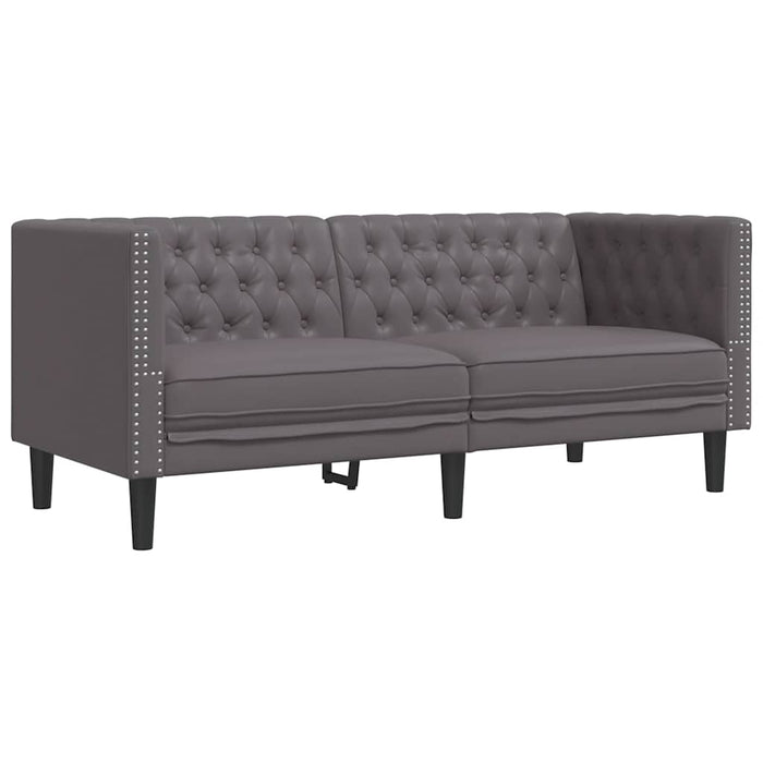 Set canapele Chesterfield cu 3 locuri, gri, piele eco. - WALTI WALTI