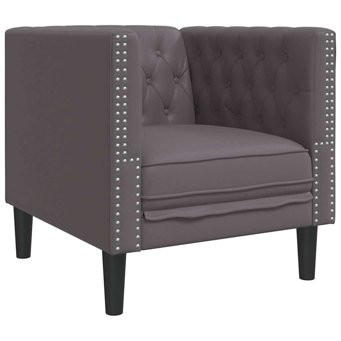 Set canapele Chesterfield cu 3 locuri, gri, piele eco. - WALTI WALTI