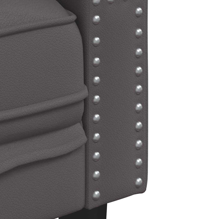 Set canapele Chesterfield cu 3 locuri, gri, piele eco. - WALTI WALTI
