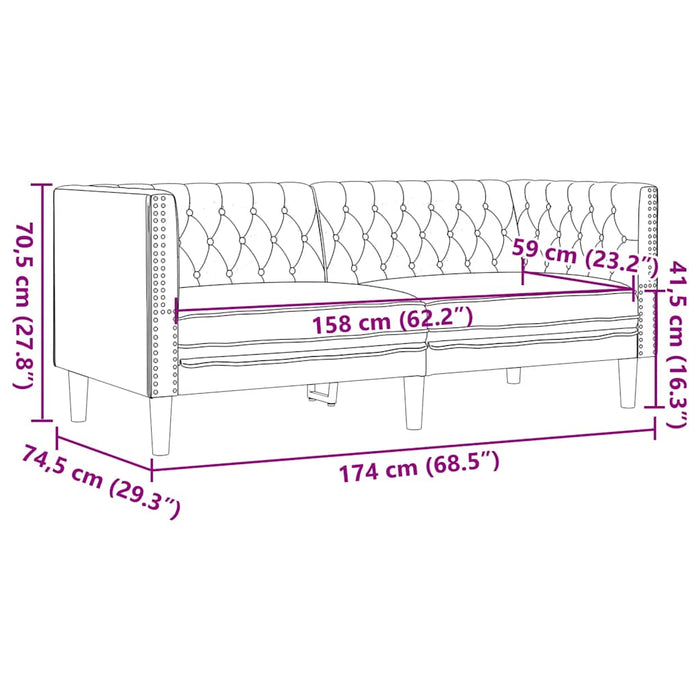 Set canapele Chesterfield cu 3 locuri, gri, piele eco. - WALTI WALTI