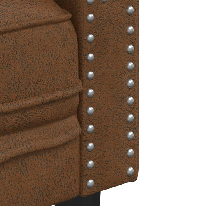 Set canapele Chesterfield cu 3 locuri, maro piele întoarsă eco. WALTI
