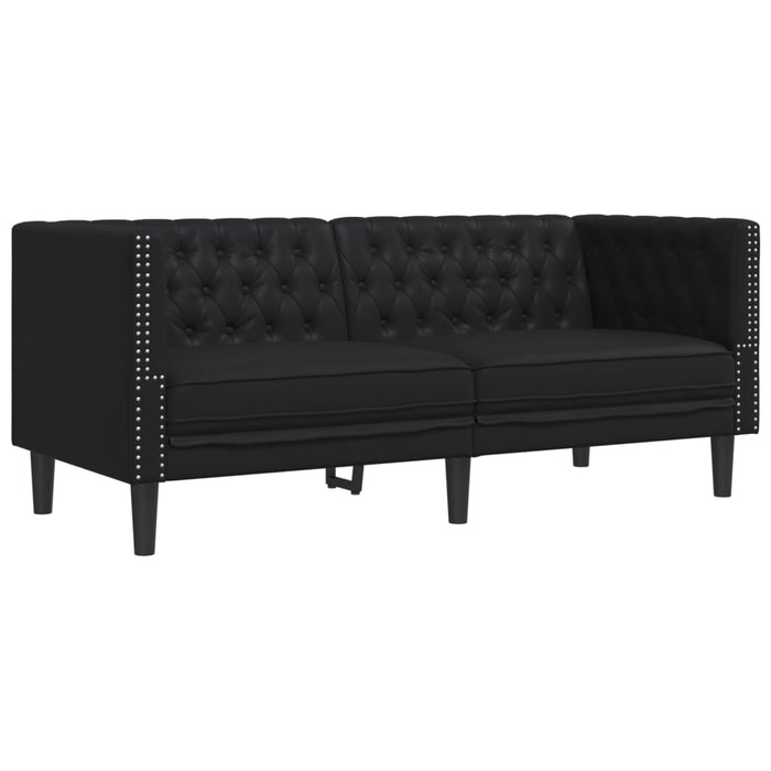 Set canapele Chesterfield cu 2 locuri, negru, piele eco. - WALTI WALTI