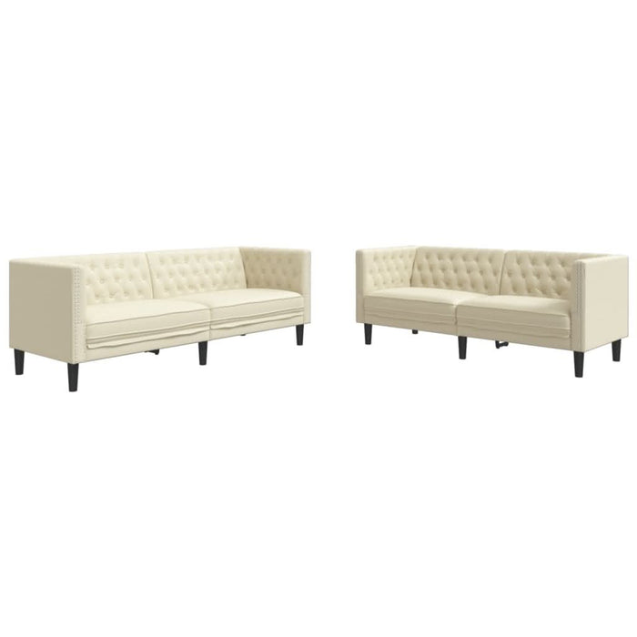 Set canapele Chesterfield cu 2 locuri, crem, piele eco. - WALTI WALTI