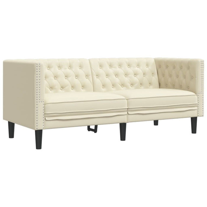 Set canapele Chesterfield cu 2 locuri, crem, piele eco. - WALTI WALTI
