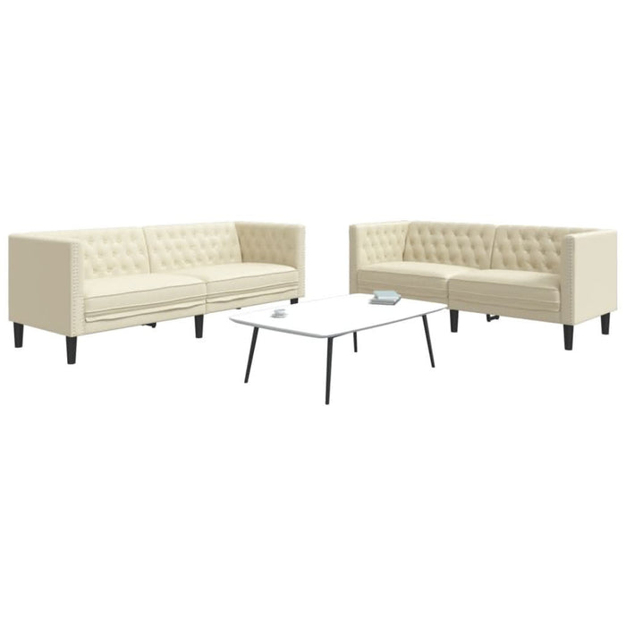 Set canapele Chesterfield cu 2 locuri, crem, piele eco. - WALTI WALTI