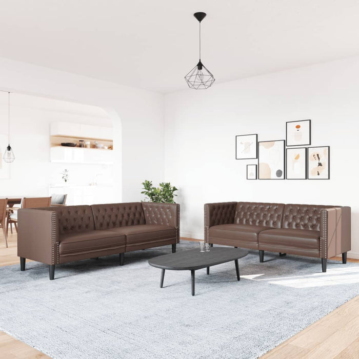 Set canapele Chesterfield cu 2 locuri, maro, piele eco. - WALTI WALTI
