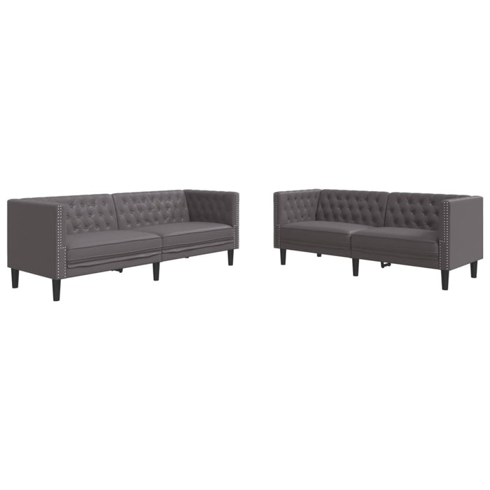 Set canapele Chesterfield cu 2 locuri, gri, piele eco. - WALTI WALTI