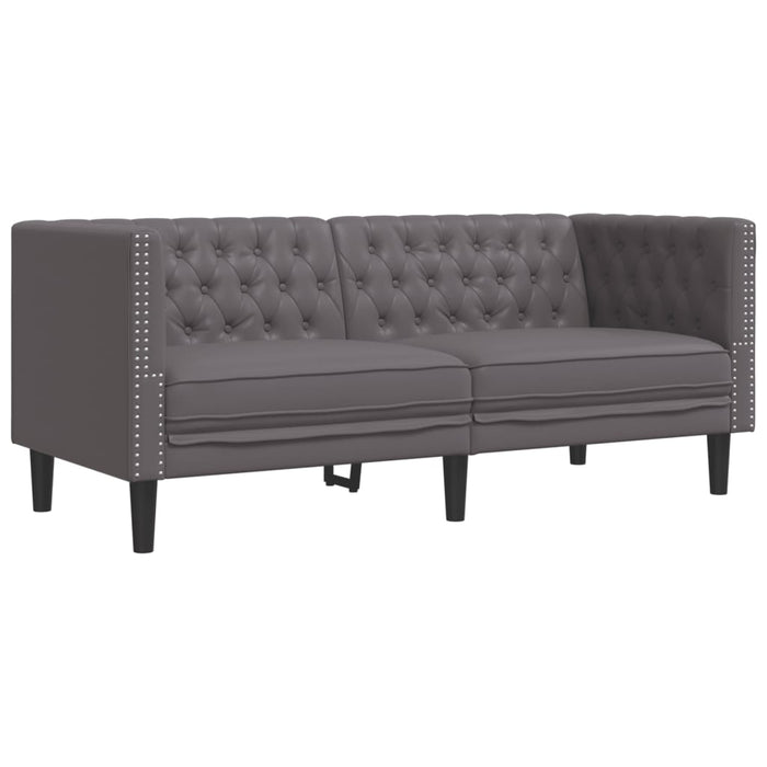 Set canapele Chesterfield cu 2 locuri, gri, piele eco. - WALTI WALTI