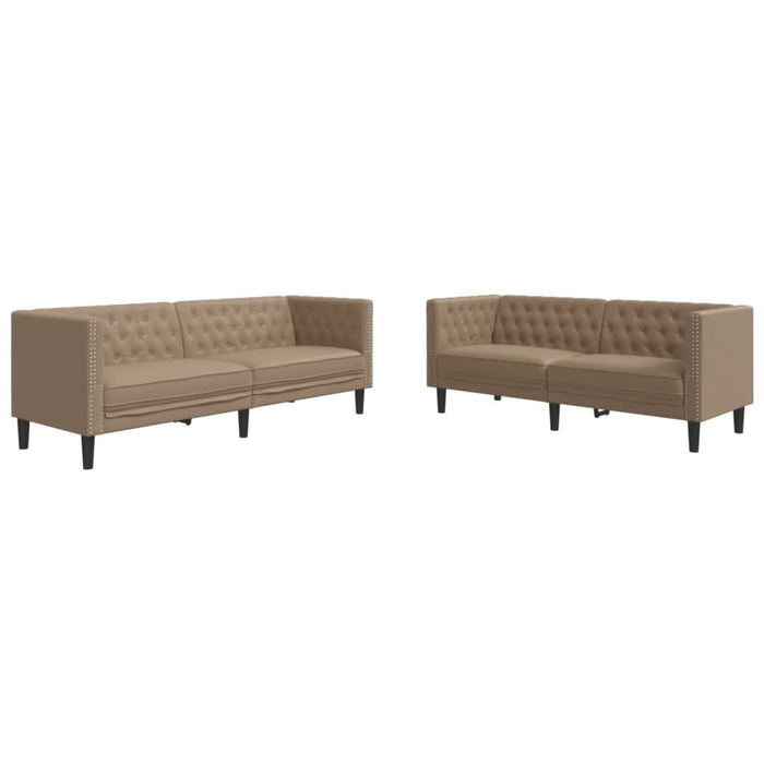 Set canapele Chesterfield cu 2 locuri, cappuccino, piele eco. WALTI