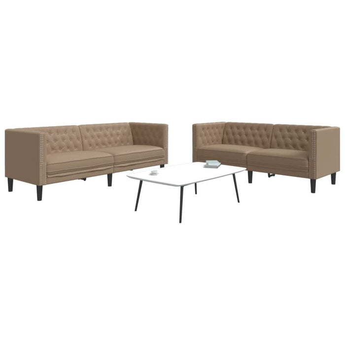 Set canapele Chesterfield cu 2 locuri, cappuccino, piele eco. WALTI