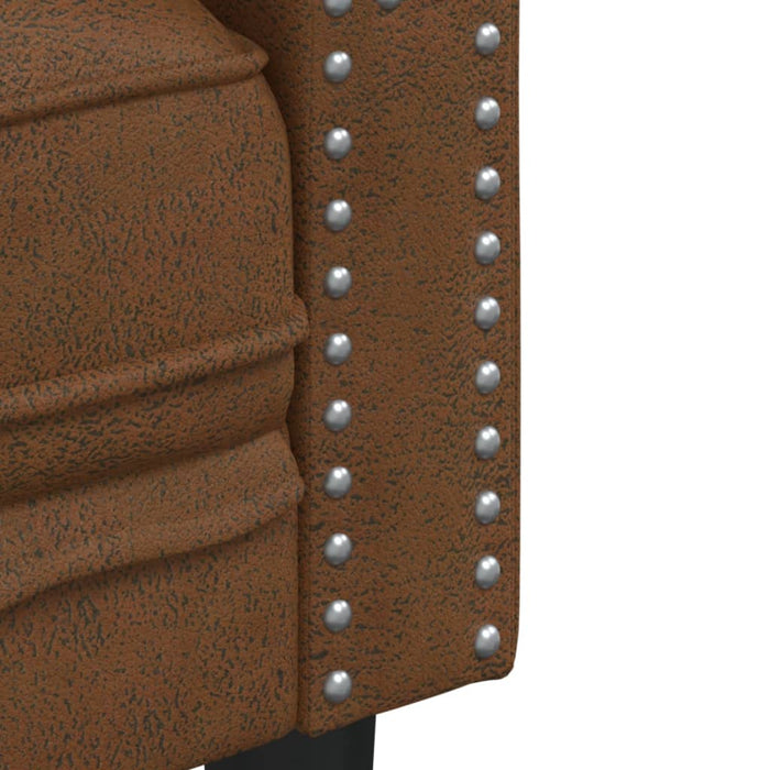 Set canapele Chesterfield cu 2 locuri, maro piele întoarsă eco. WALTI