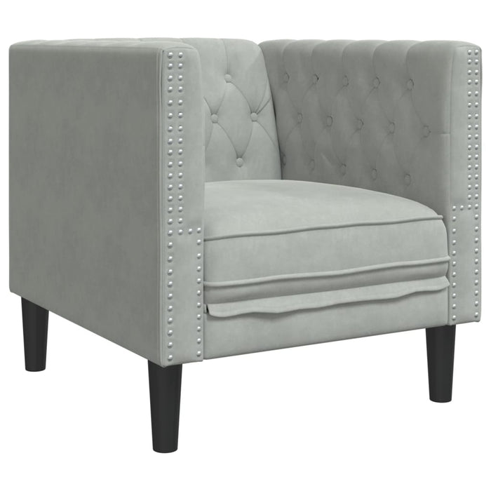 Set canapele Chesterfield cu perne rulou, 3 piese, gri, catifea - WALTI WALTI