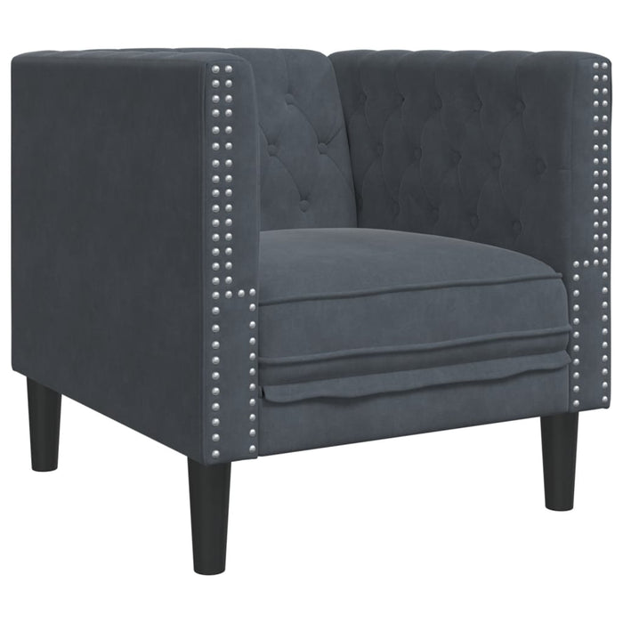 Set canapele Chesterfield cu perne rulou, 3 piese, gri, catifea - WALTI WALTI
