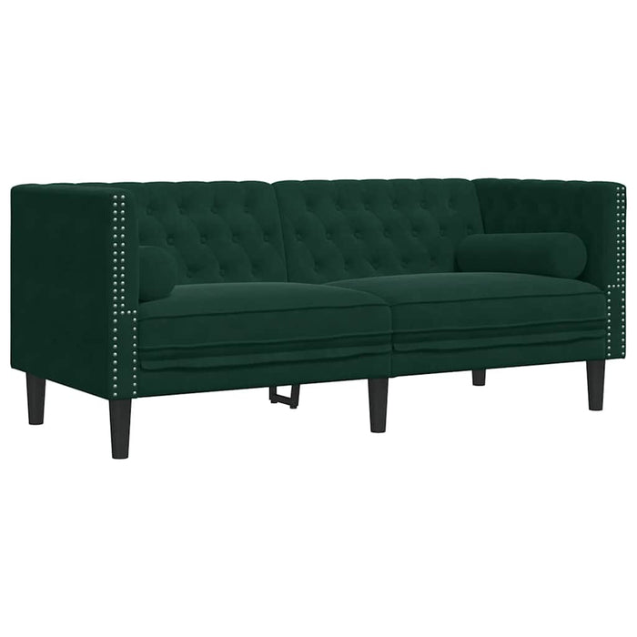 Set canapele Chesterfield cu perne rulou 3 piese verde catifea - WALTI WALTI