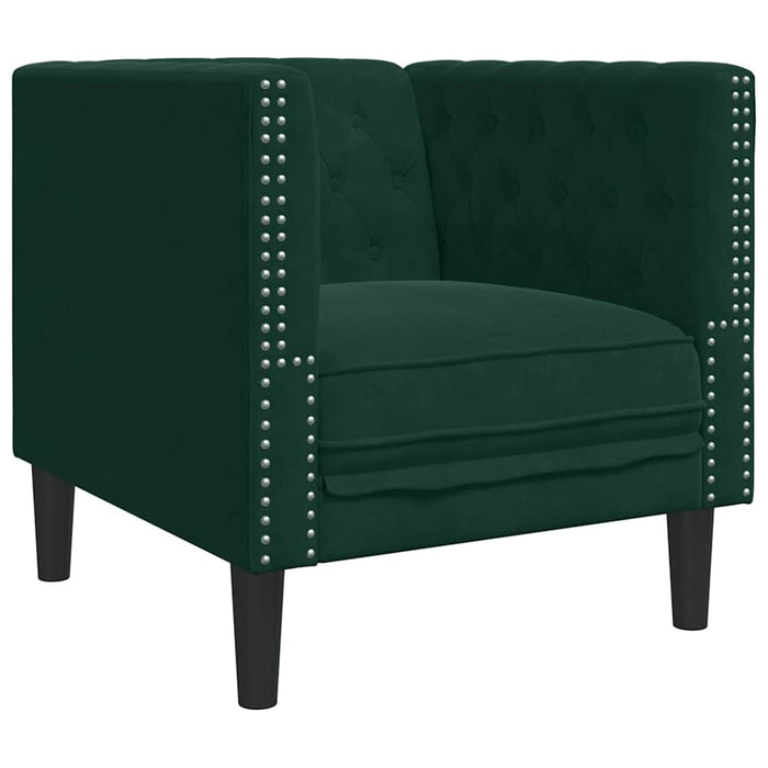 Set canapele Chesterfield cu perne rulou 3 piese verde catifea - WALTI WALTI
