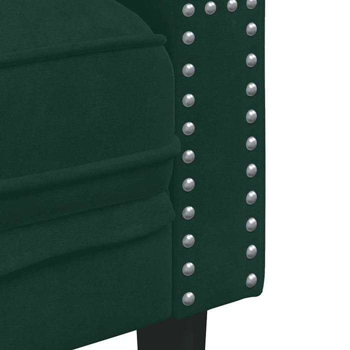 Set canapele Chesterfield cu perne rulou 3 piese verde catifea - WALTI WALTI