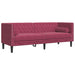 Set canapele Chesterfield perne rulou 3 piese roșu vin catifea - WALTI WALTI