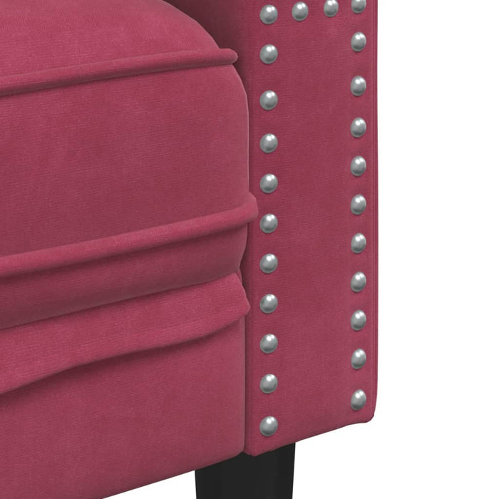 Set canapele Chesterfield perne rulou 3 piese roșu vin catifea - WALTI WALTI
