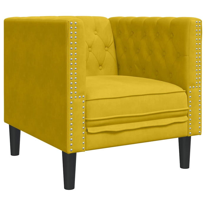 Set canapele Chesterfield cu perne rulou 3 piese galben catifea - WALTI WALTI