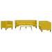 Set canapele Chesterfield cu perne rulou 3 piese galben catifea - WALTI WALTI