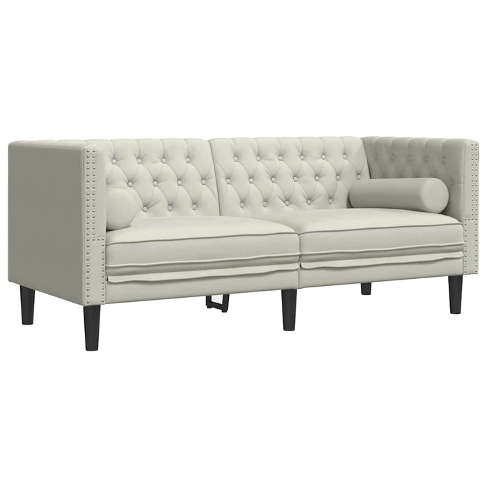 Set canapele Chesterfield cu perne rulou 3 piese, crem, catifea - WALTI WALTI