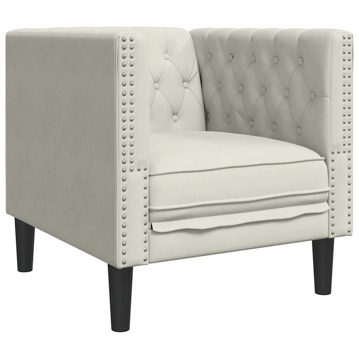 Set canapele Chesterfield cu perne rulou 3 piese, crem, catifea - WALTI WALTI