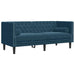 Set canapele Chesterfield perne rulou 3 piese albastru catifea - WALTI WALTI