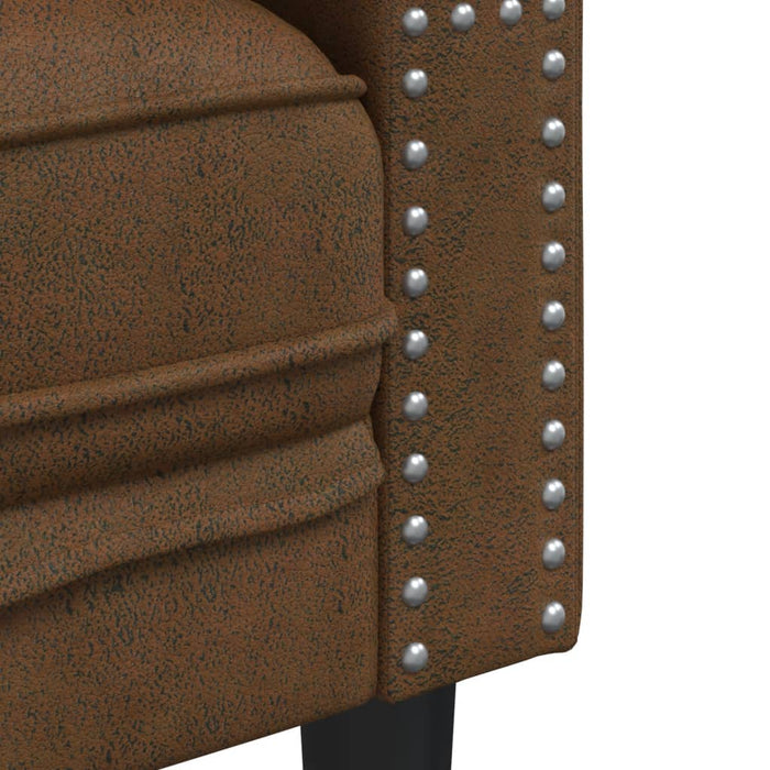 Set canapele Chesterfield perne 3 piese maro piele întoarsă eco - WALTI WALTI