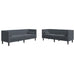 Set canapele Chesterfield cu perne rulou, 2 piese, gri, catifea - WALTI WALTI