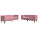 Set canapele Chesterfield cu perne rulou, 2 piese, roz, catifea - WALTI WALTI