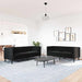 Set canapele Chesterfield cu perne rulou 2 piese negru catifea - WALTI WALTI