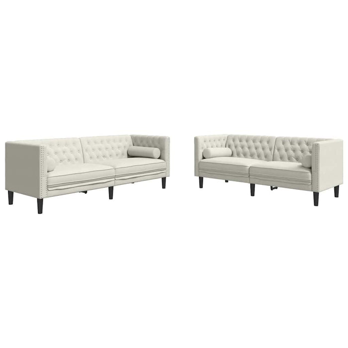 Set canapele Chesterfield cu perne rulou 2 piese, crem, catifea - WALTI WALTI