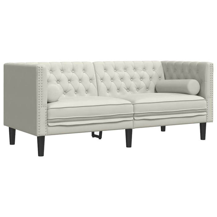 Set canapele Chesterfield cu perne rulou 2 piese, crem, catifea - WALTI WALTI